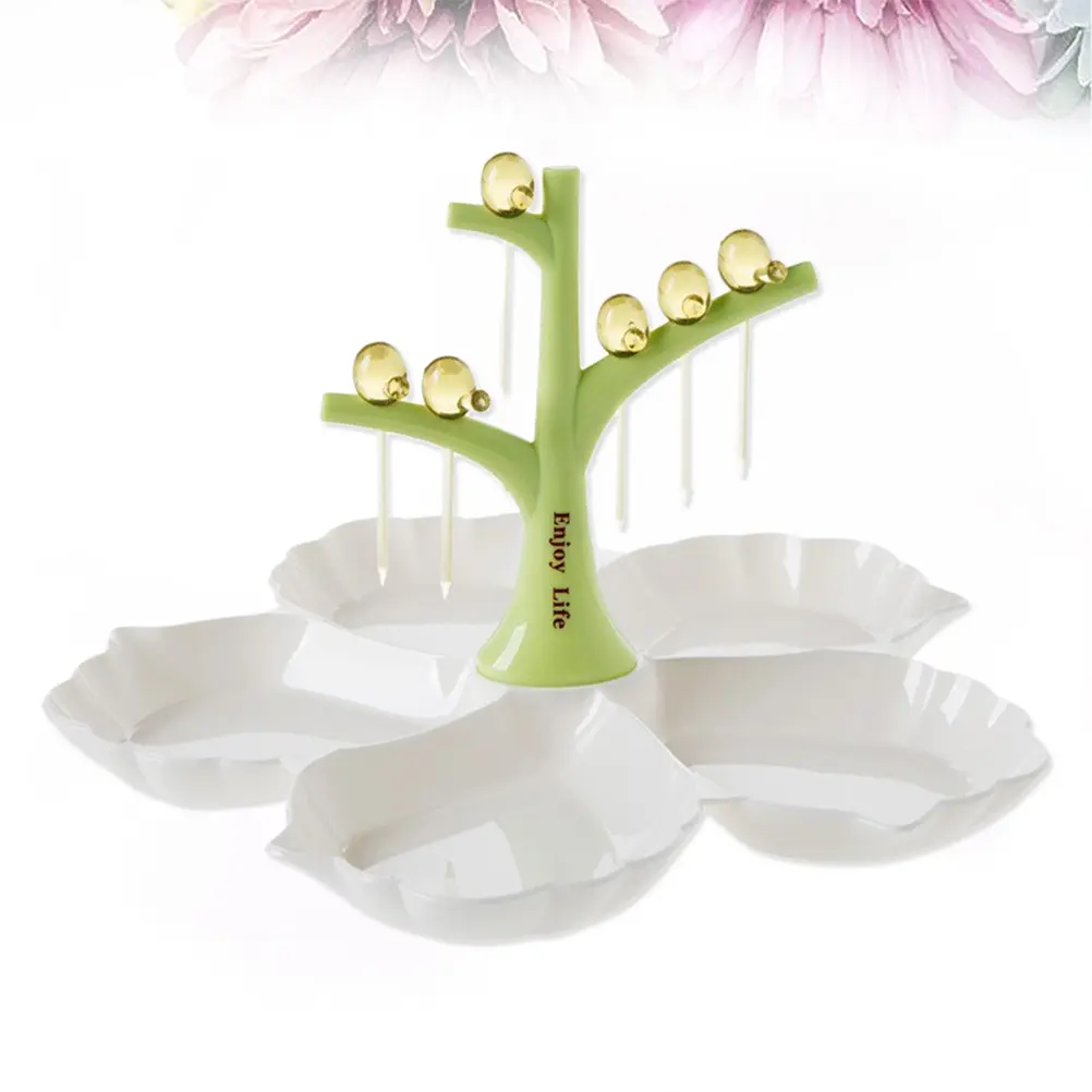 Plastic Fruit Plate St Dessert Tray Snacks Cake Washable Sturdy Hard Large Base Tree Decoration Picks Holder Charm Kitchen Bar
