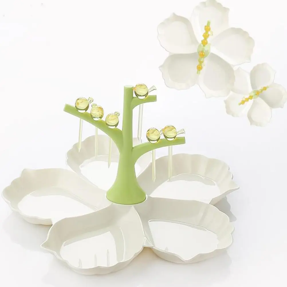 Plastic Fruit Plate St Dessert Tray Snacks Cake Washable Sturdy Hard Large Base Tree Decoration Picks Holder Charm Kitchen Bar