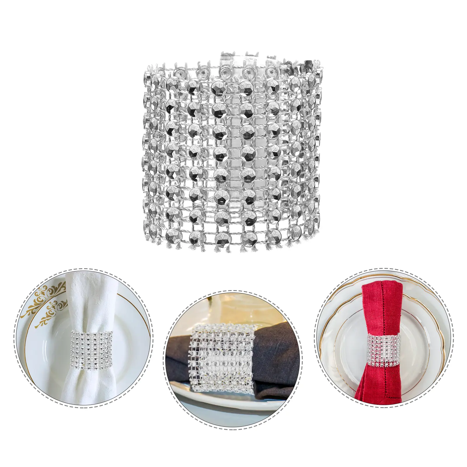 50 Pcs Napkin Ring Circle Rings Holds Banquet Buckle Hotel Bulk Automatic Decor