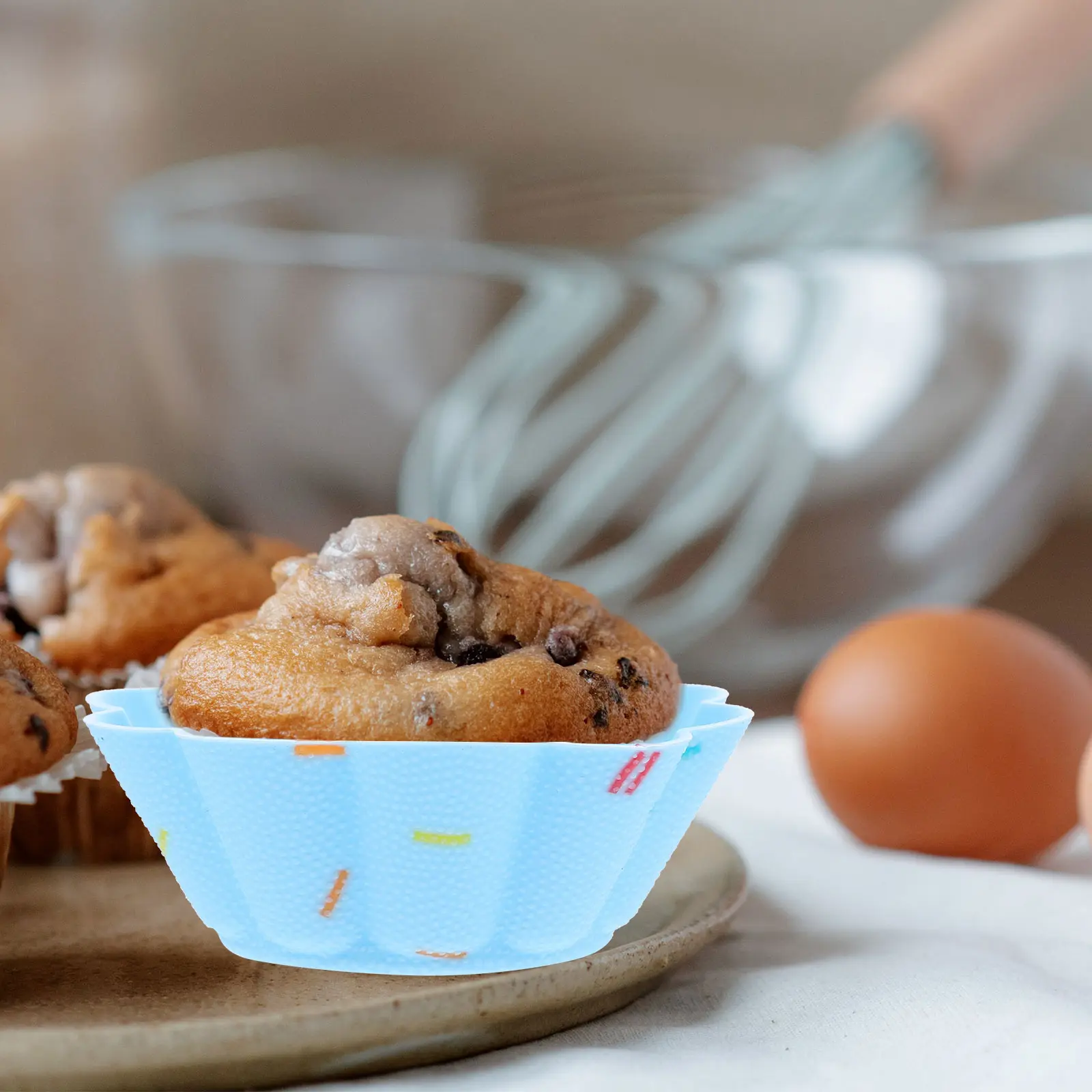 10pcs Silicone Cake Cups Reusable Muffin Liners Non-Stick Baking Molds Microwave Oven Safe Cupcake Pan Dishwasher for DIY