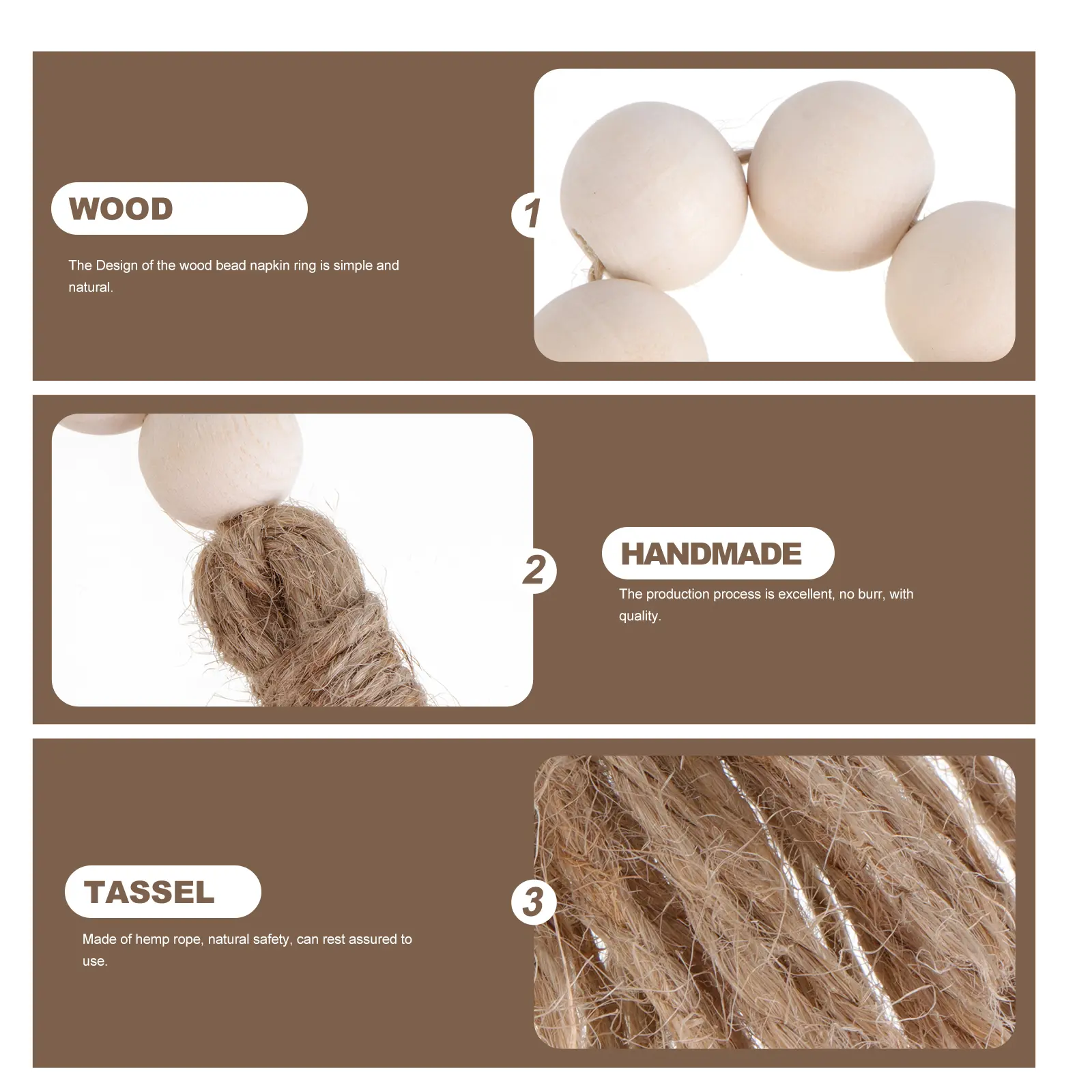 8 Pcs Bead Napkin Rings Simple HomeDecoration KidsParty Wedding Wooden Napkin Buckles DIY NapkinBuckles Natural