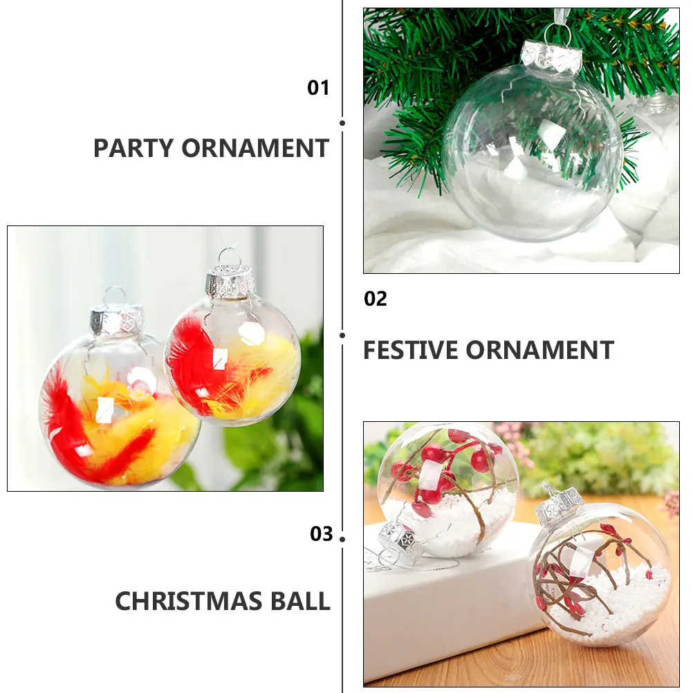 20pcs Christmas Large Decorations Holiday Party Ornament Festive Clear Holiday Ornament Pendant for Tree Adults Kids DIY
