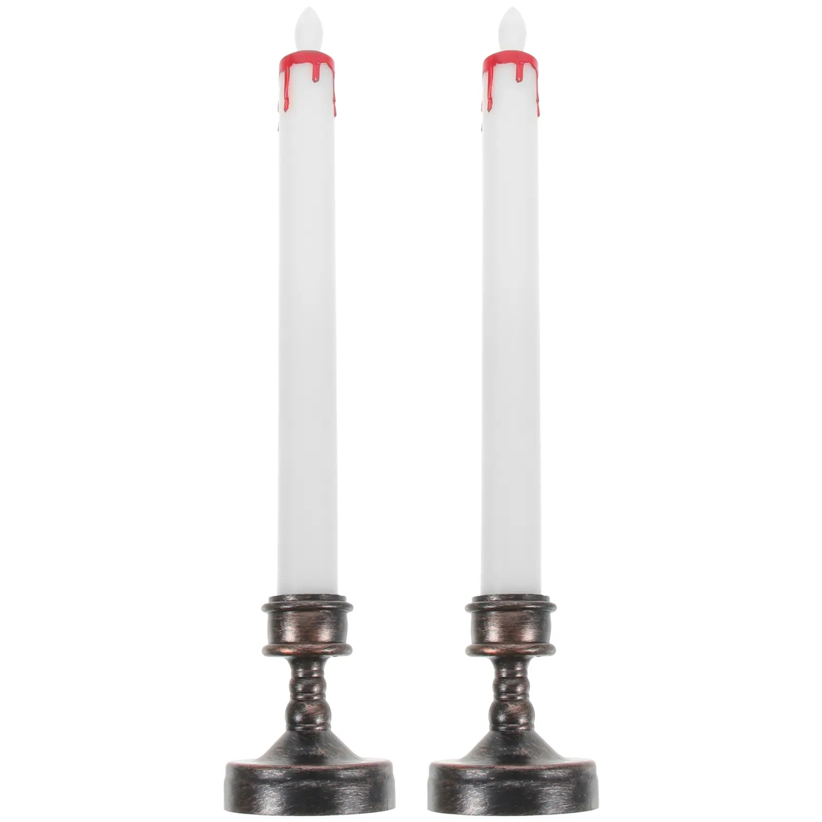 2 Pcs Electronic Flameless Electric Candles Tealight Window Flickering Led Lighter Solar for