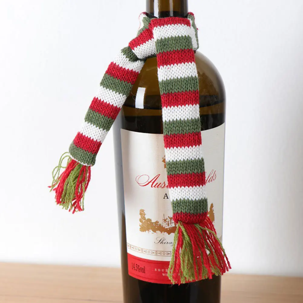 2pcs Scarf Hat Set Premium Bottle Dress Cover Protector Christmas Decoration Party Home Hotel Decorative Accessory