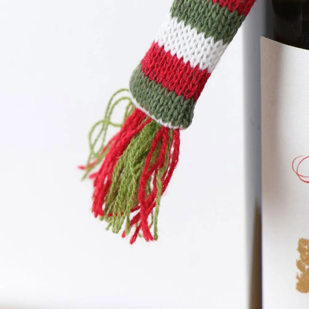 2pcs Scarf Hat Set Premium Bottle Dress Cover Protector Christmas Decoration Party Home Hotel Decorative Accessory