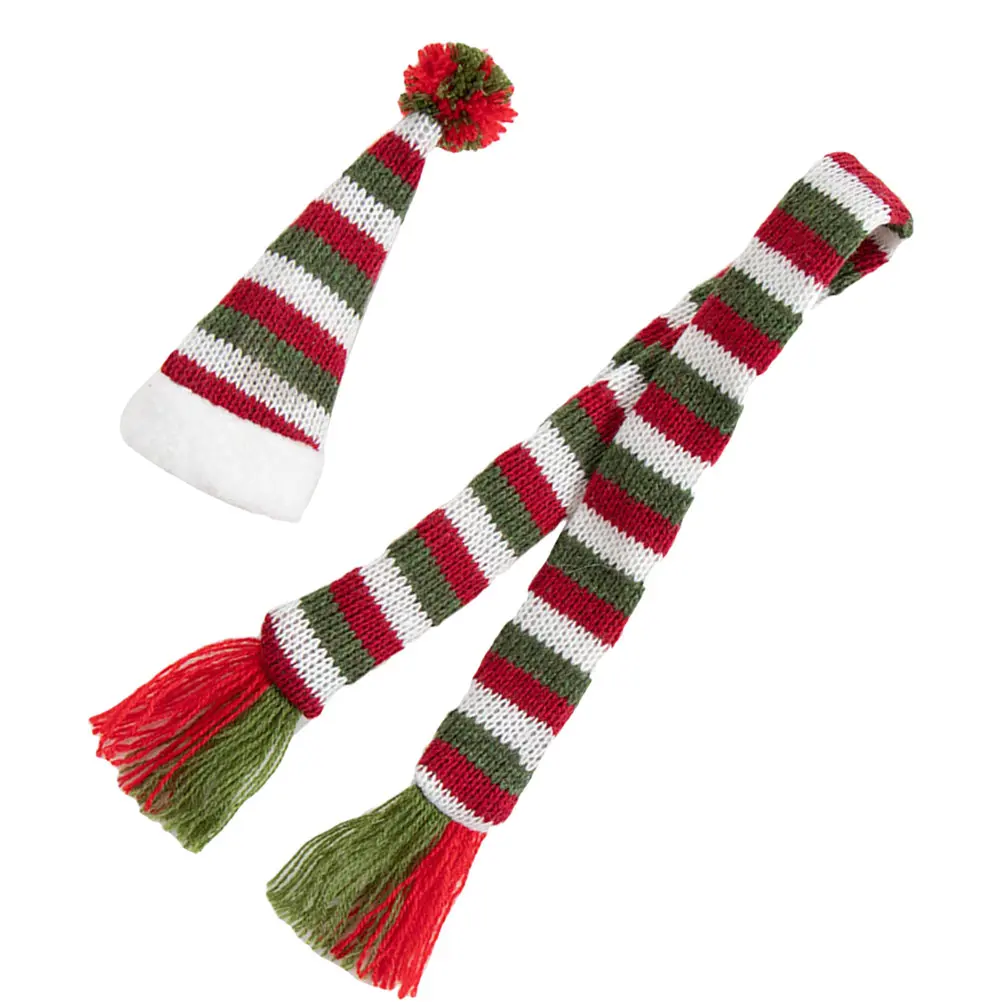 2pcs Scarf Hat Set Premium Bottle Dress Cover Protector Christmas Decoration Party Home Hotel Decorative Accessory