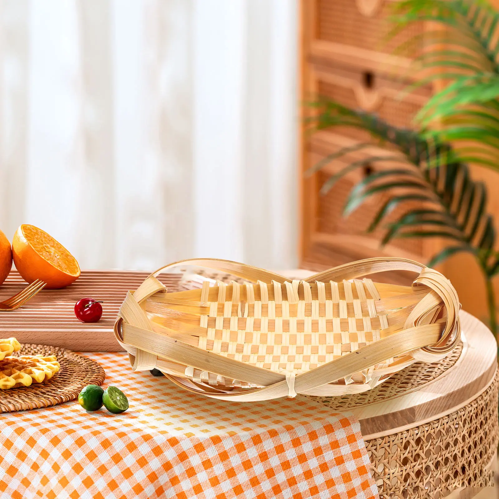 Bamboo Storage Basket Woven ganizer Containers Food Bread Fruits Home Use Household Multifunctional Simple Practical Solution
