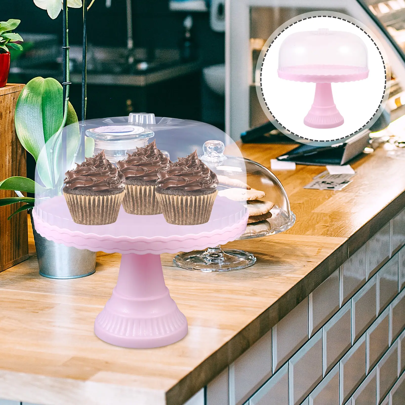 Cake Display St Dessert Snack Tray Small Holder White Storage Large Capacity High Foot Design PP Material