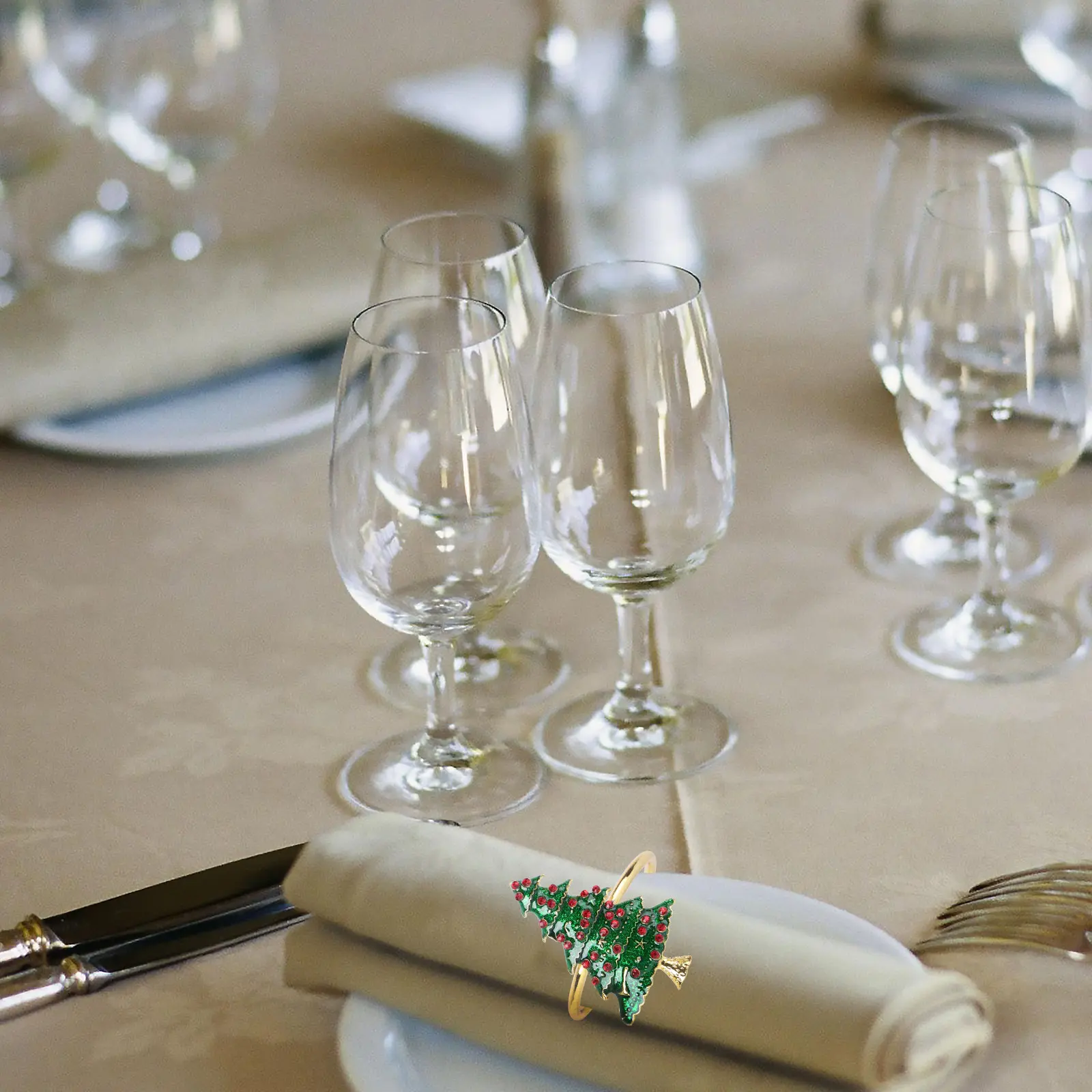 Christmas Tree Napkin Rings Holder Buckle Elegant Dinner Party Wedding Bridal Shower Holiday Gift