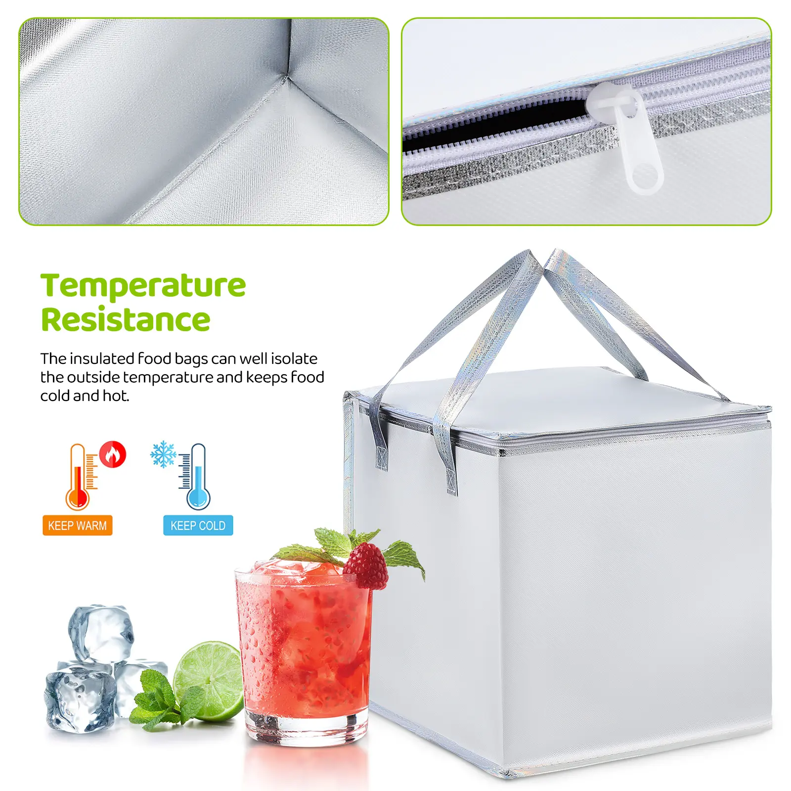 2 pcs Insulated Shopping Bags Thermal Cooler Bag for Groceries Reusable Portable Freezer Bag Large Capacity Grocery for Picnic