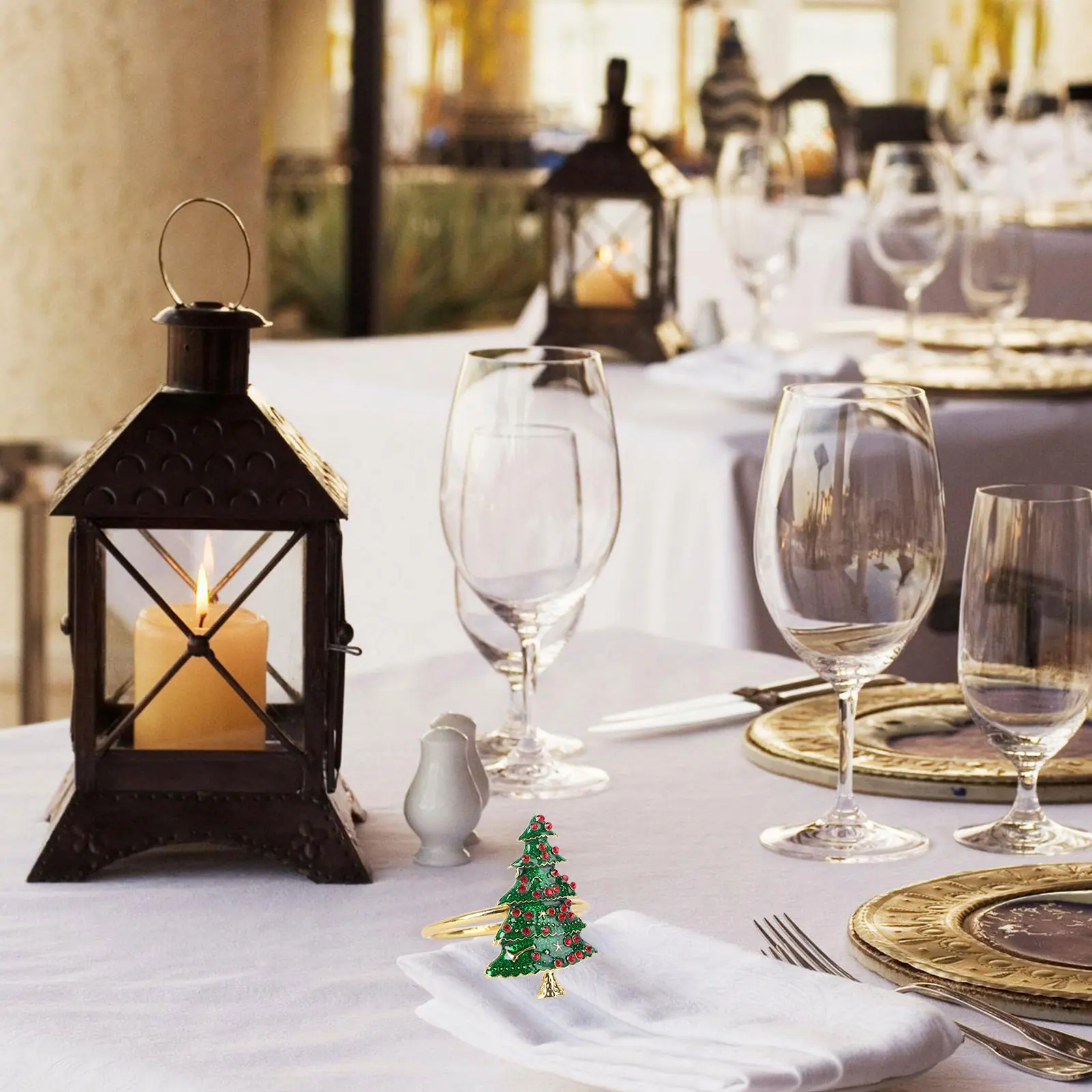 Christmas Tree Napkin Rings Holder Buckle Elegant Dinner Party Wedding Bridal Shower Holiday Gift