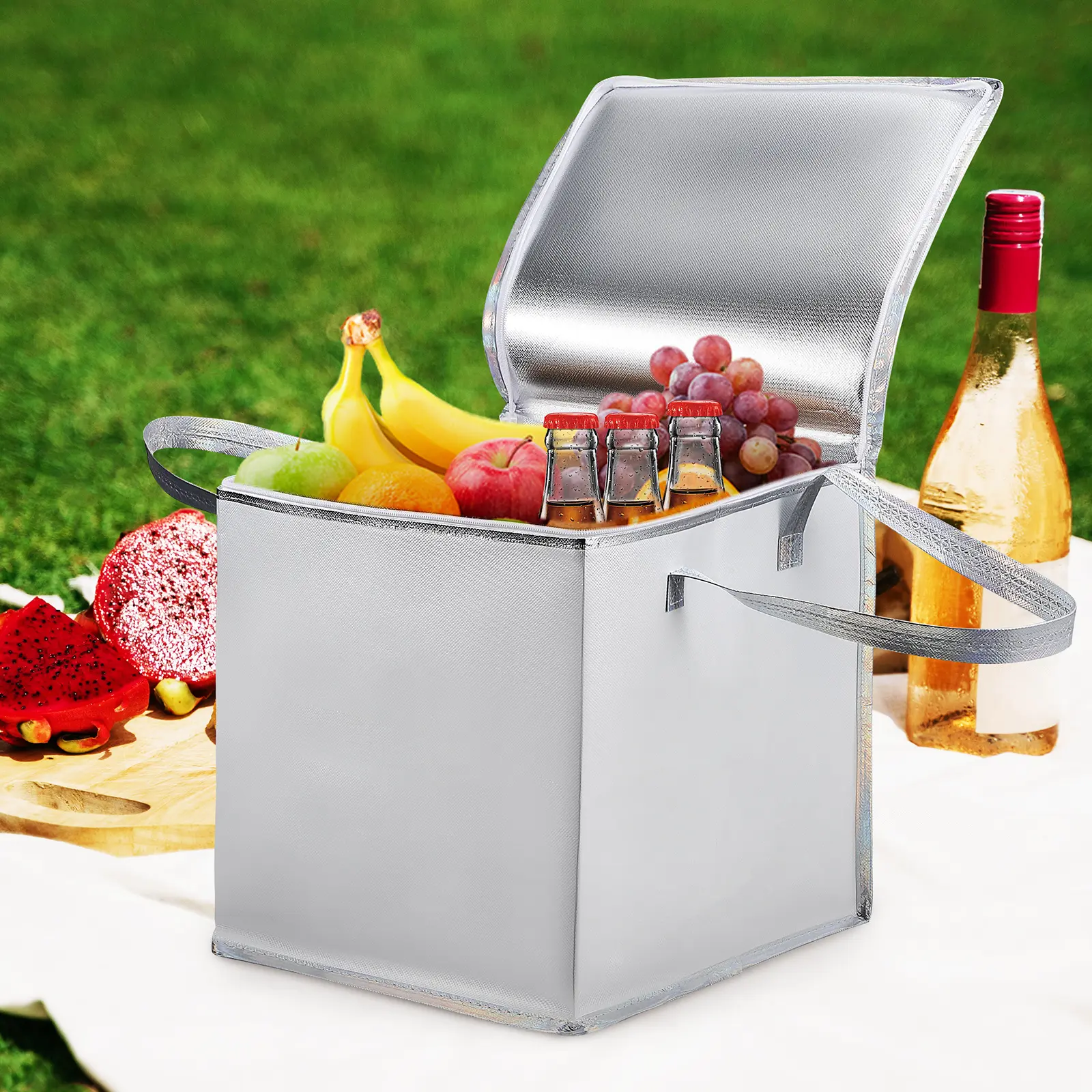 2 pcs Insulated Shopping Bags Thermal Cooler Bag for Groceries Reusable Portable Freezer Bag Large Capacity Grocery for Picnic