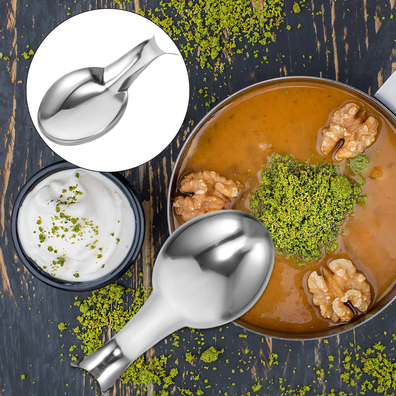 Stainless Steel Kitchen Spoon Soup Ladle Silver Tablespoon Home Child Easy Clean Long Term Practical Use Kitchen Supply