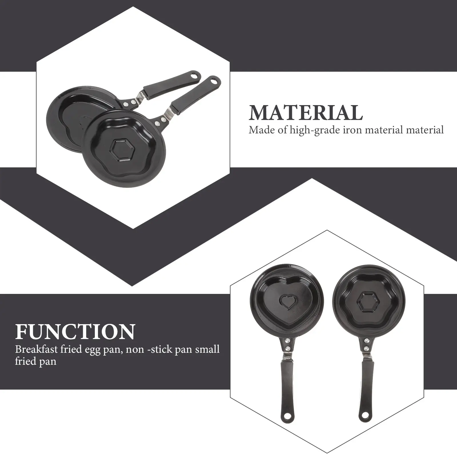 2pcs Nonstick Frying Pan Multifunction Convenient Pancake Mold Skillet Large Size High Grade Material Kitchen Tool Egg