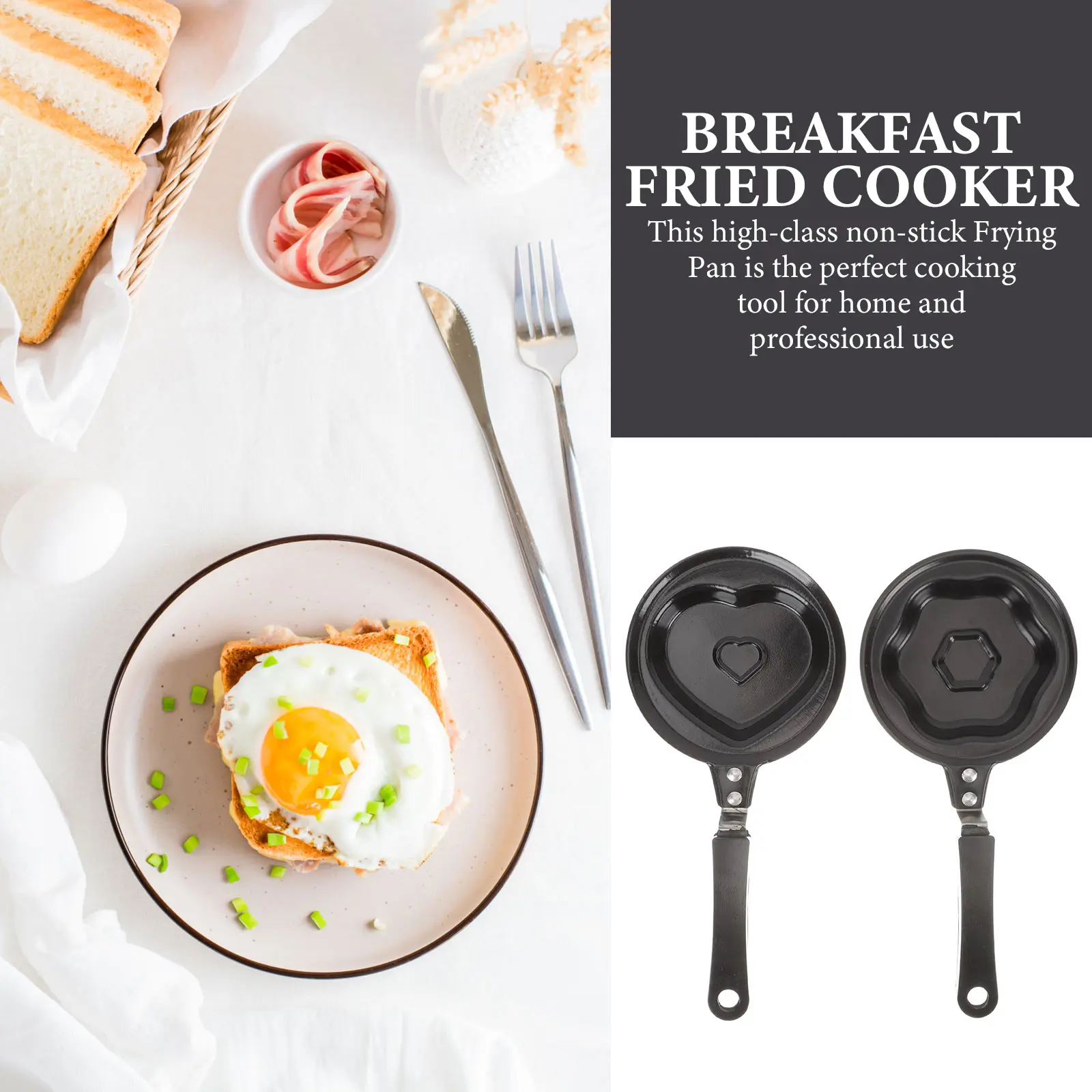 2pcs Nonstick Frying Pan Multifunction Convenient Pancake Mold Skillet Large Size High Grade Material Kitchen Tool Egg