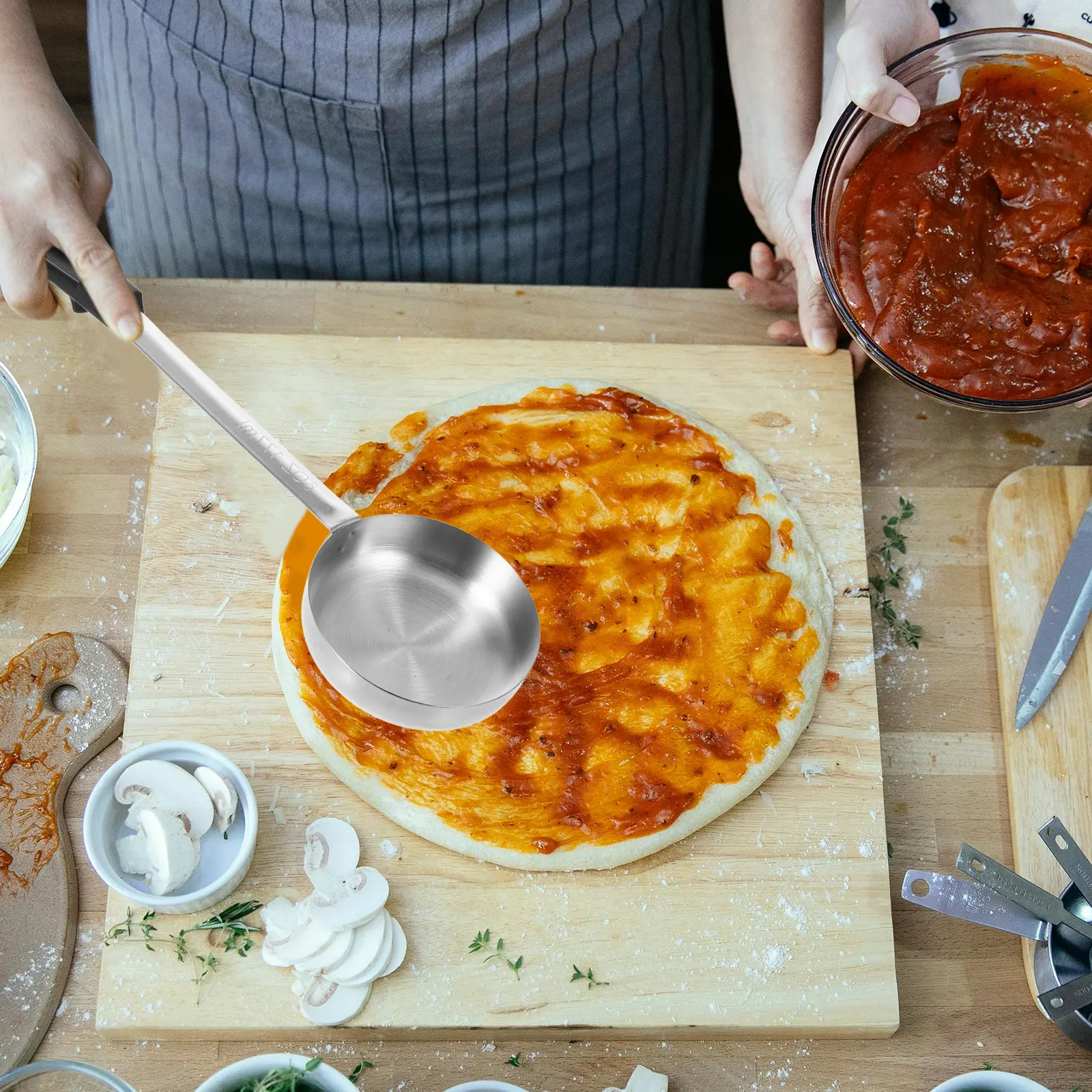 Sauce Spoon Cooking Spoons Flat Bottom Food Portion Control Ladle Kitchen Serving Steel Ketchup Stainless Large for Home