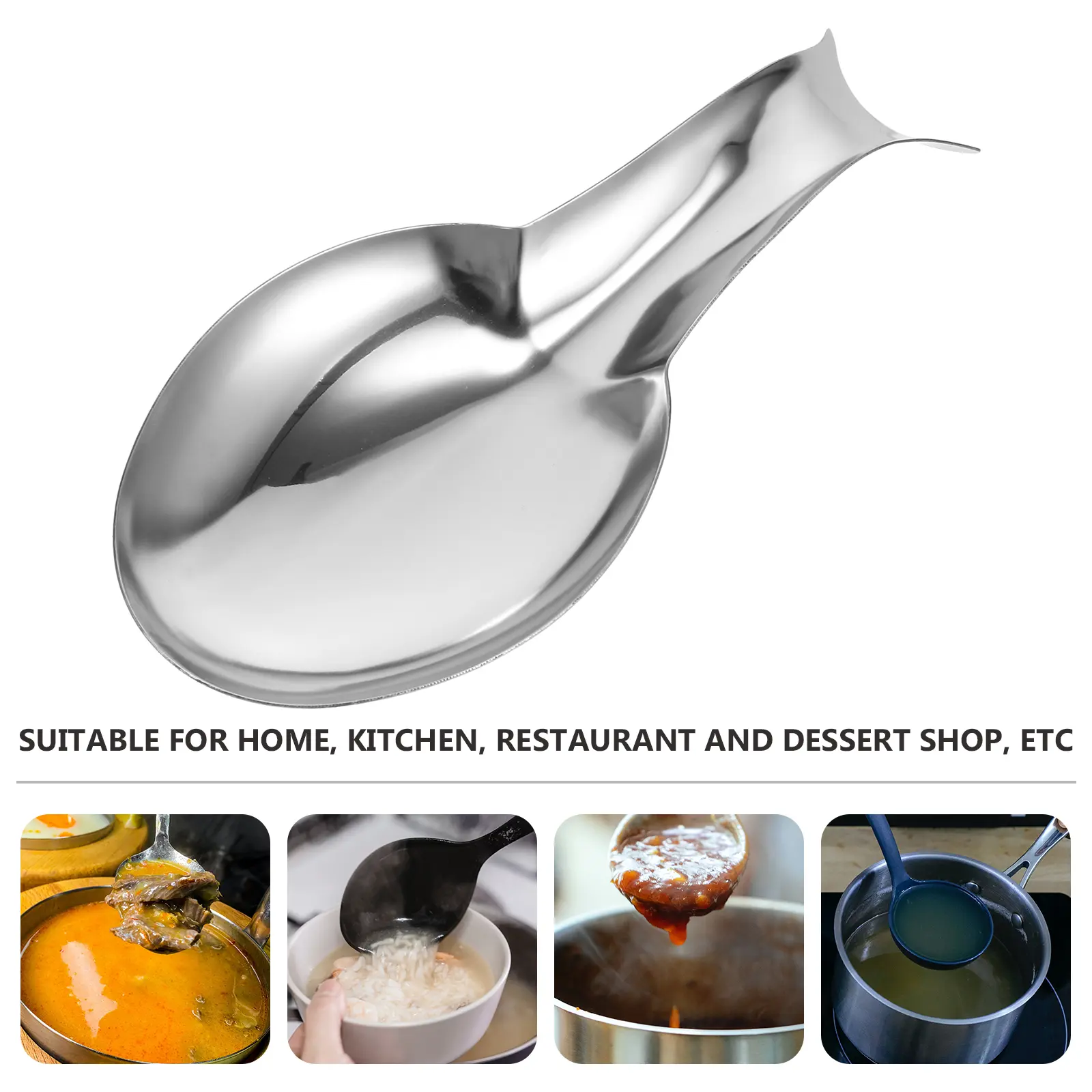 Stainless Steel Kitchen Spoon Soup Ladle Silver Tablespoon Home Child Easy Clean Long Term Practical Use Kitchen Supply
