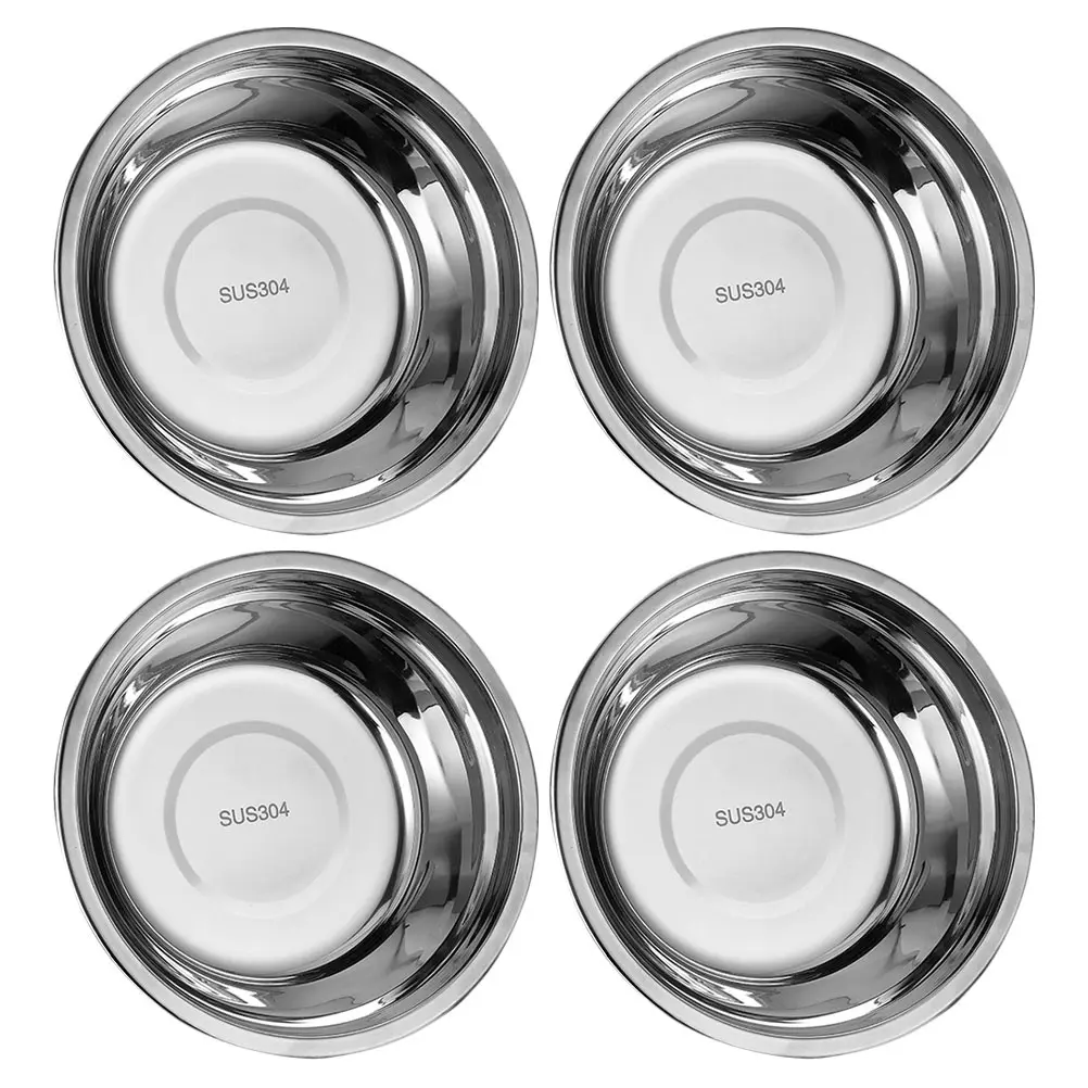 4pcs Stainless Steel Soup Basin Multifunctional Kitchen Bowl Metal Mixing Silver Household Wide Mouth Stackable for Home