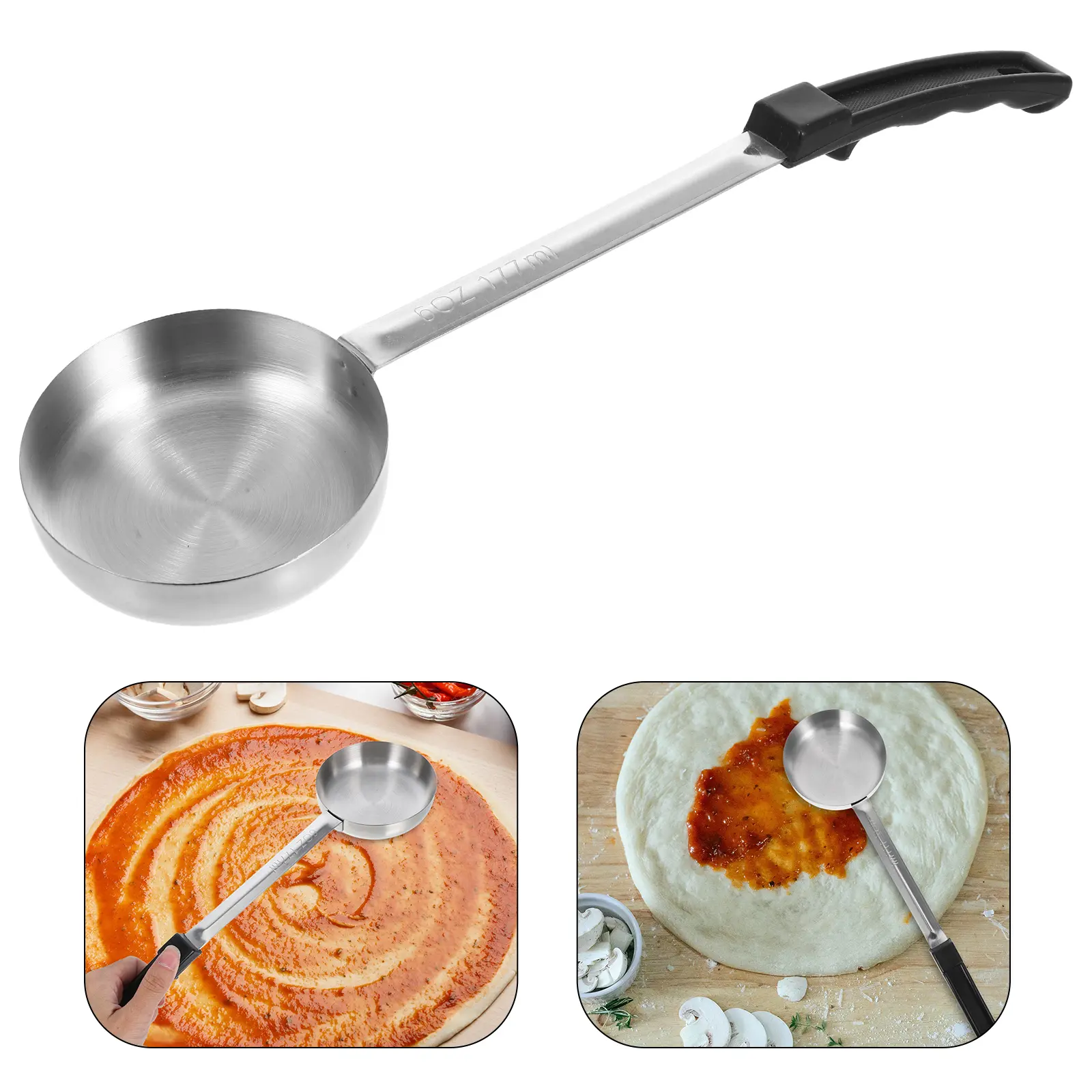 Sauce Spoon Cooking Spoons Flat Bottom Food Portion Control Ladle Kitchen Serving Steel Ketchup Stainless Large for Home