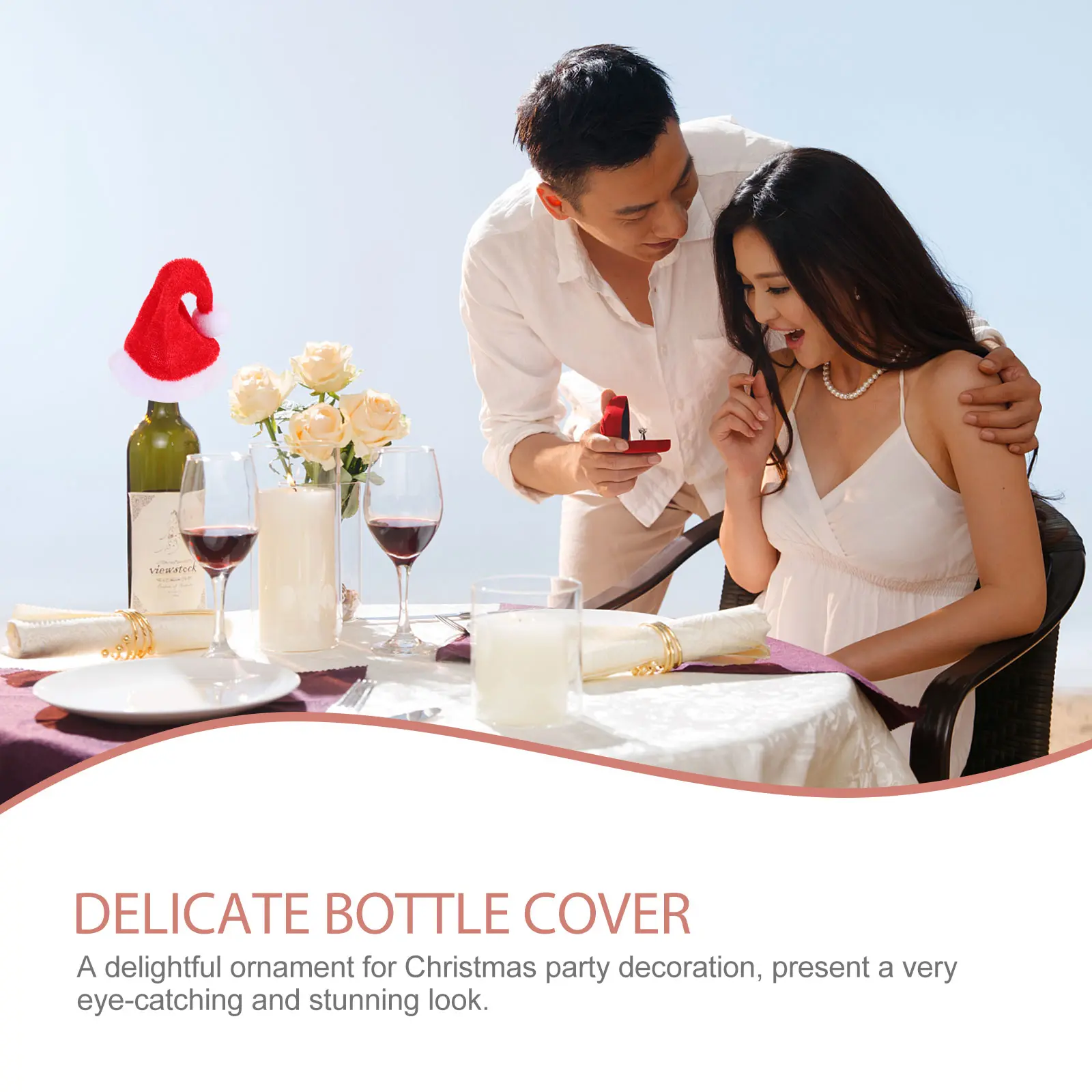 20 Pcs Christmas Hat Bottle Set Covers Holiday Decor Delicate Velvet Cloth
