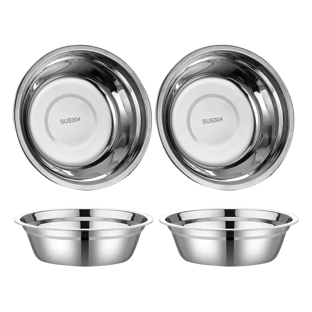 4pcs Stainless Steel Soup Basin Multifunctional Kitchen Bowl Metal Mixing Silver Household Wide Mouth Stackable for Home