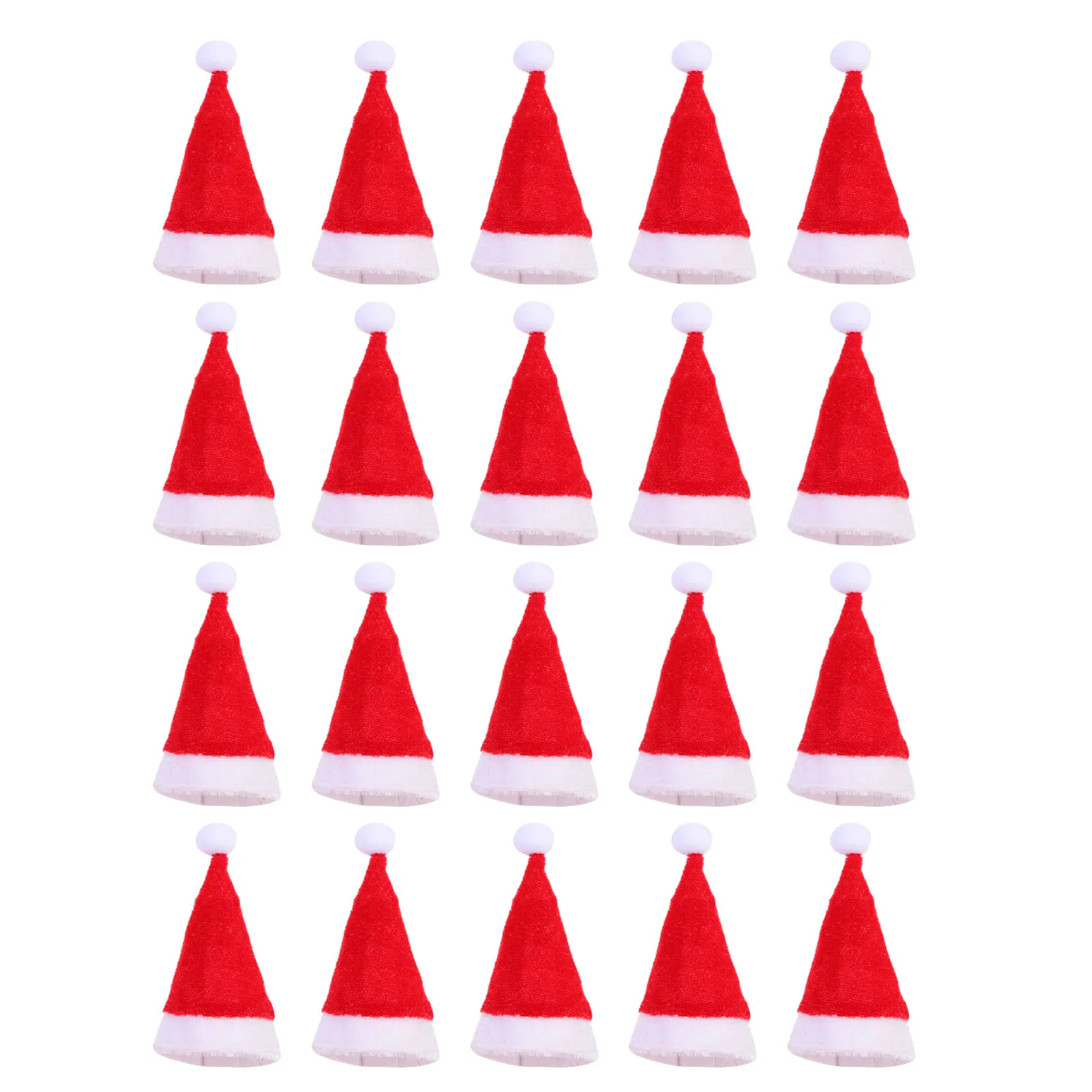 20 Pcs Christmas Hat Bottle Set Covers Holiday Decor Delicate Velvet Cloth