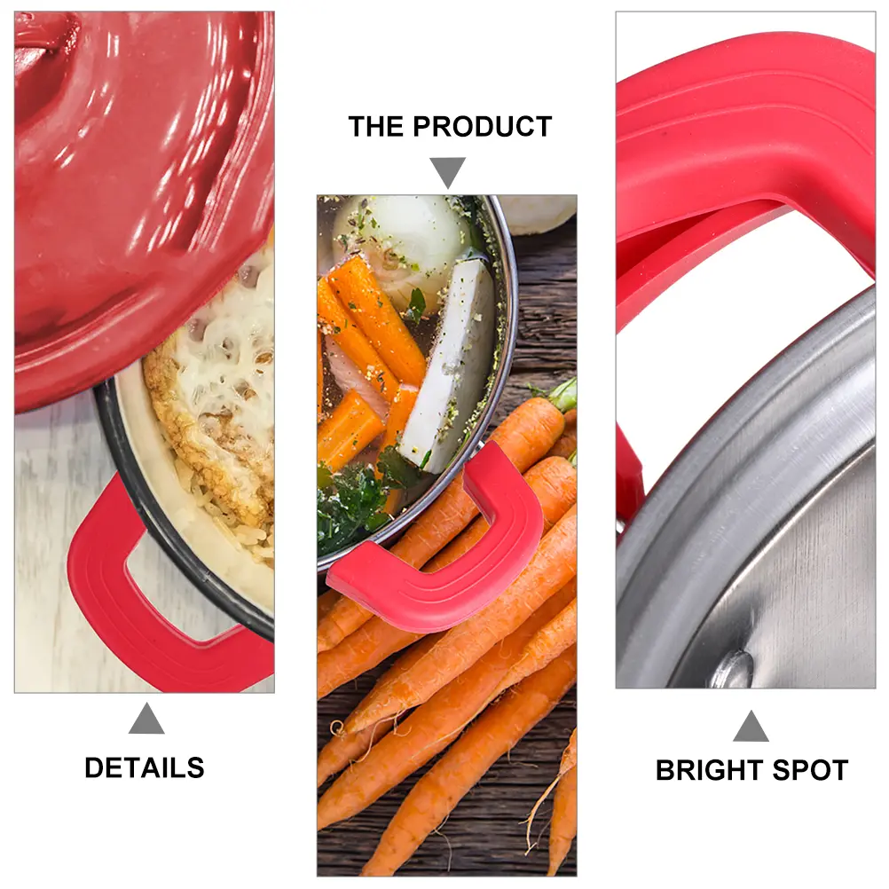 Silicone Pot Handle Holder Anti-Scald Protection Heat Resistant Skid Proof Kitchen Utensil Accessory for Pots Pans Soup Pot