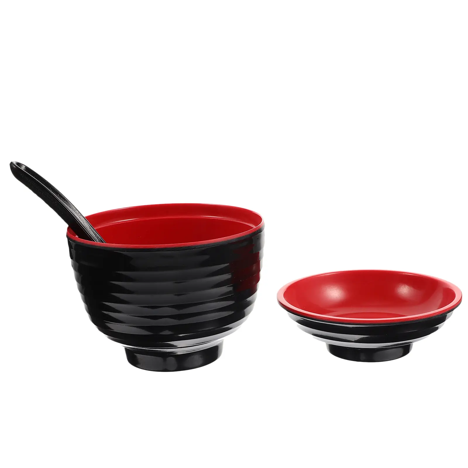 Miso Soup Bowl Rice with Lid Spoon Ramen Japanese and Bowls Plastic Smooth Surface