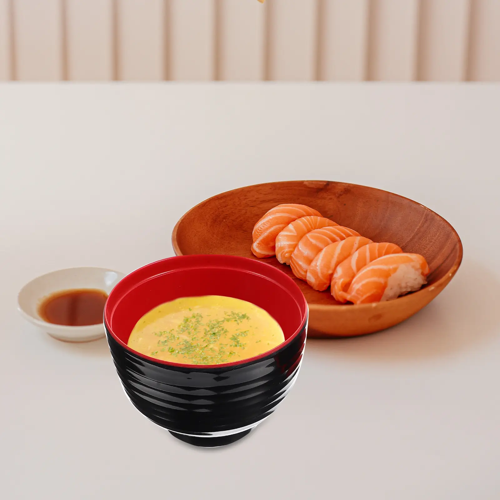 Miso Soup Bowl Rice with Lid Spoon Ramen Japanese and Bowls Plastic Smooth Surface