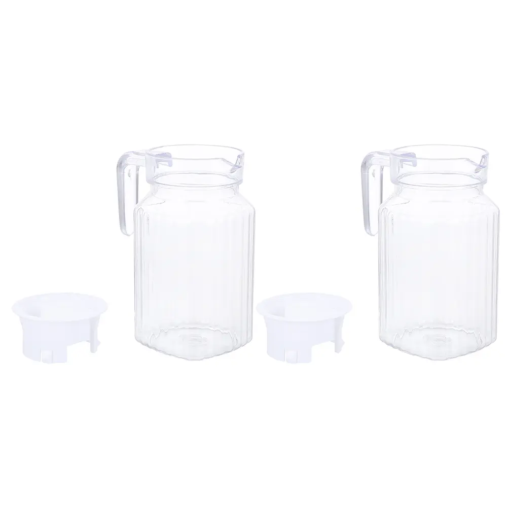 2Pcs Cold Water Pitchers Transparent Plastic Jugs Large Capacity Tea Lemon Juice Container Storage Carafe Home Use Kitchen Bar