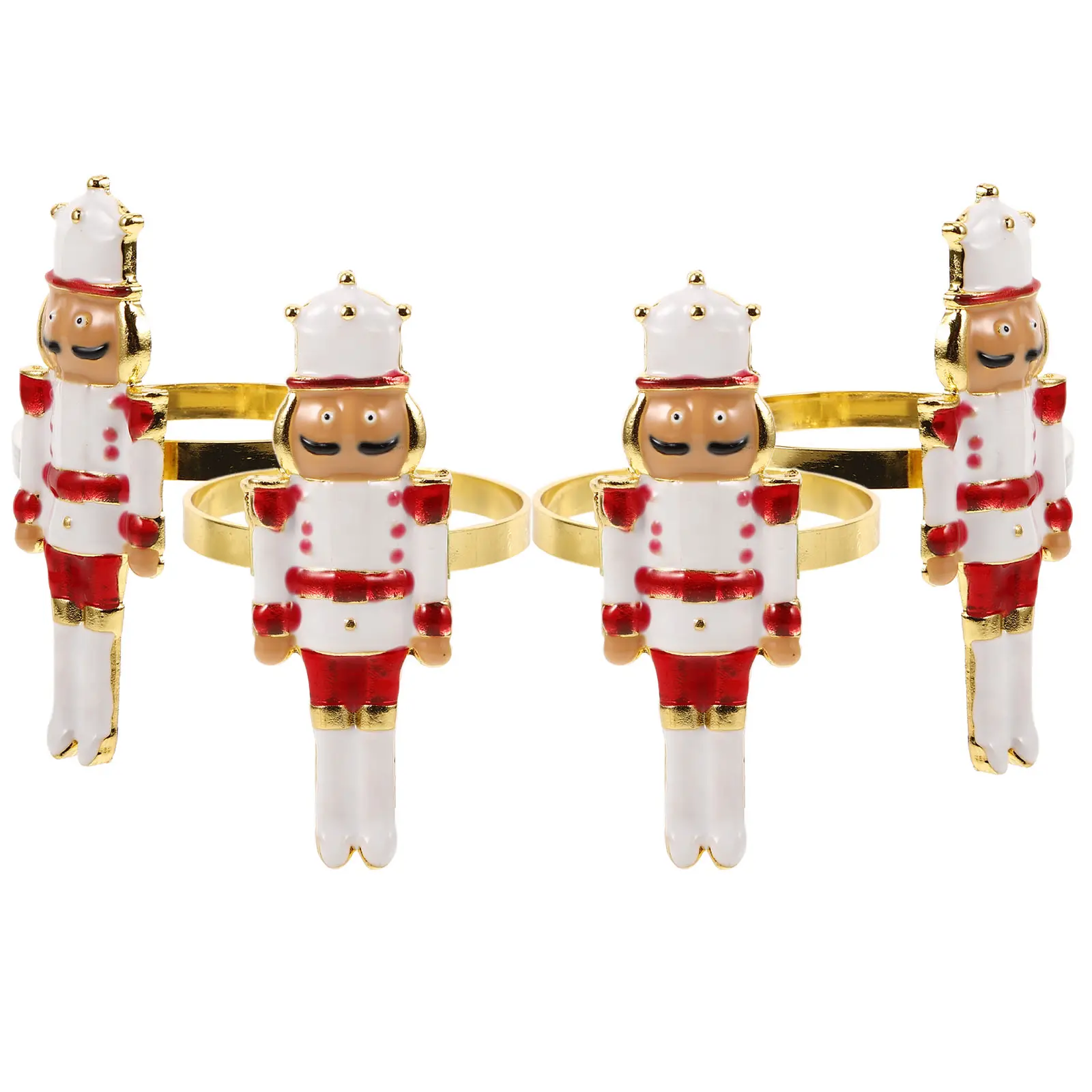 4 Pcs Napkin Button Decoration Christmas Buckles Winter Ring Holders Nutcracker Rings Alloy Napkins Miss