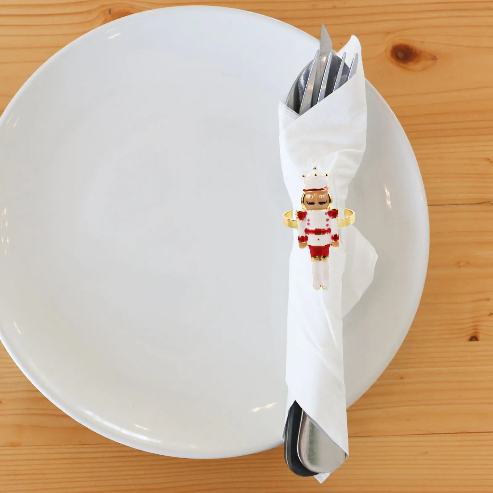 4 Pcs Napkin Button Decoration Christmas Buckles Winter Ring Holders Nutcracker Rings Alloy Napkins Miss