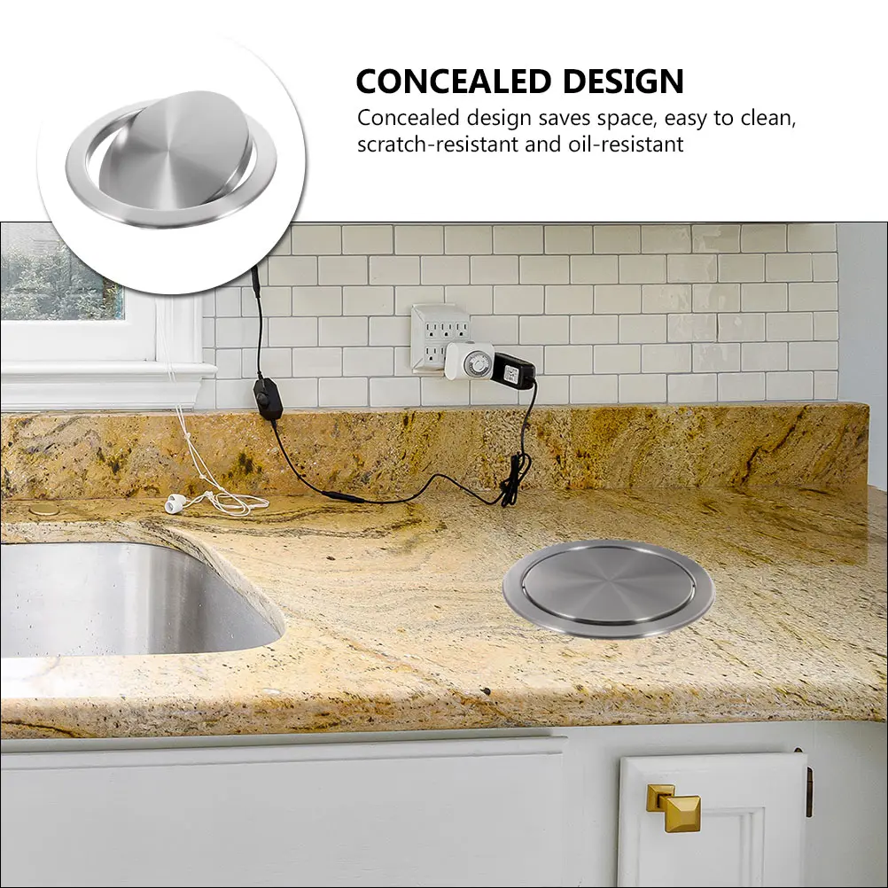 Stainless Steel Trash Can Lid 430 Round Silver Small Hole 18 20cm Flapping Kitchen Bathroom Counter Top Recessed Cover Garbage