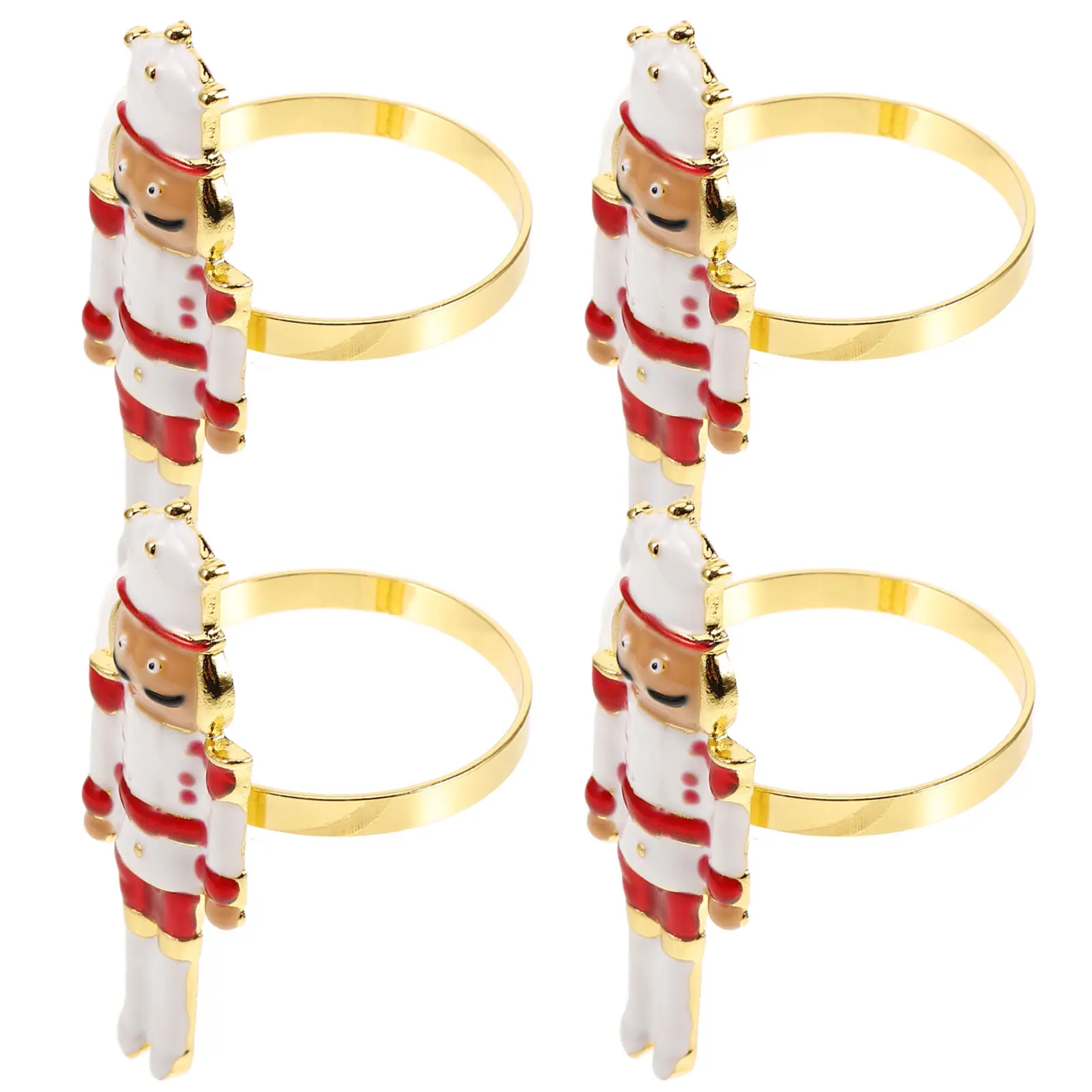4 Pcs Napkin Button Decoration Christmas Buckles Winter Ring Holders Nutcracker Rings Alloy Napkins Miss