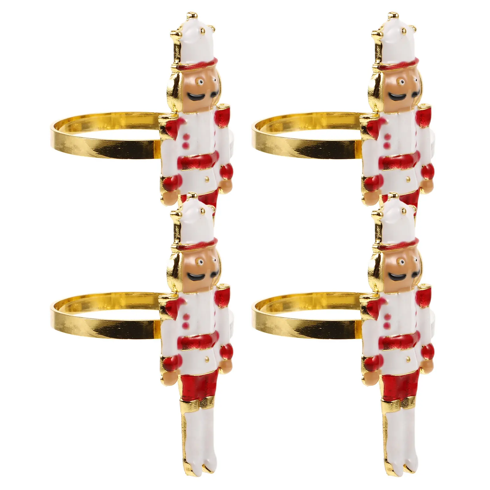 4 Pcs Napkin Button Decoration Christmas Buckles Winter Ring Holders Nutcracker Rings Alloy Napkins Miss