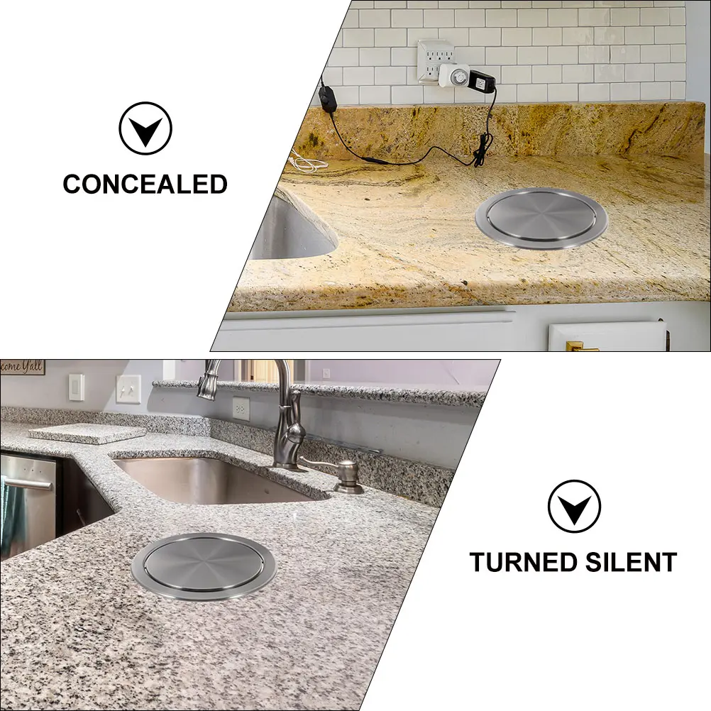 Stainless Steel Trash Can Lid 430 Round Silver Small Hole 18 20cm Flapping Kitchen Bathroom Counter Top Recessed Cover Garbage