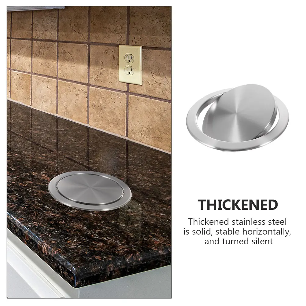Stainless Steel Trash Can Lid 430 Round Silver Small Hole 18 20cm Flapping Kitchen Bathroom Counter Top Recessed Cover Garbage
