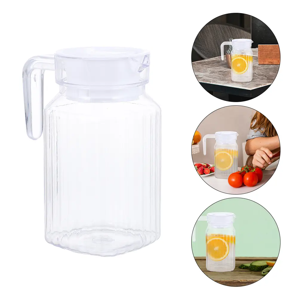 2Pcs Cold Water Pitchers Transparent Plastic Jugs Large Capacity Tea Lemon Juice Container Storage Carafe Home Use Kitchen Bar