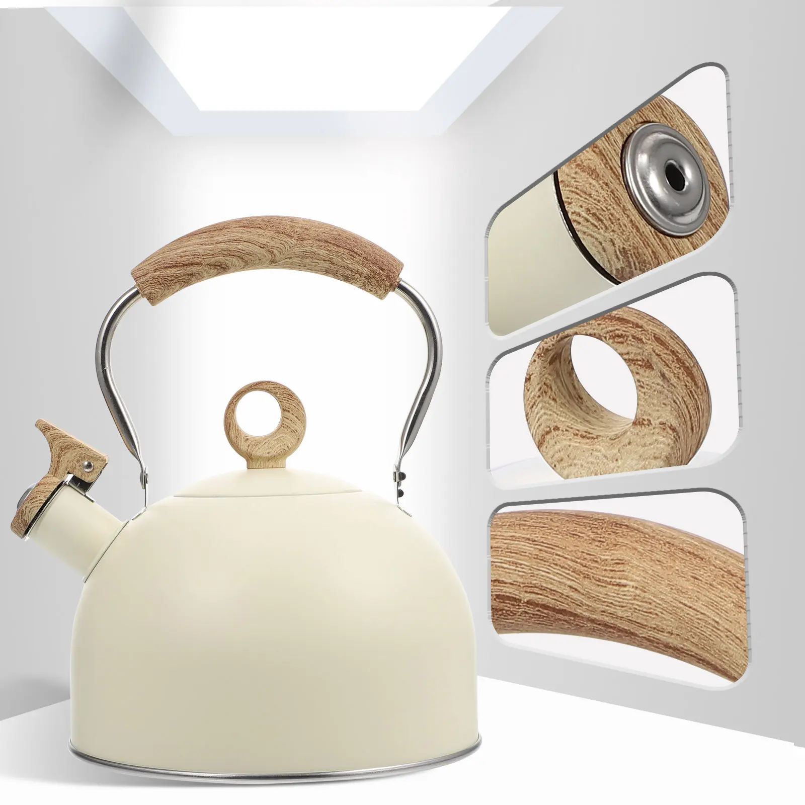 Whistling Water Kettle Stainless Steel Nylon Travel Pot Sounding Kitchen Tea Maker Large Mouth Heat Resistant Safe