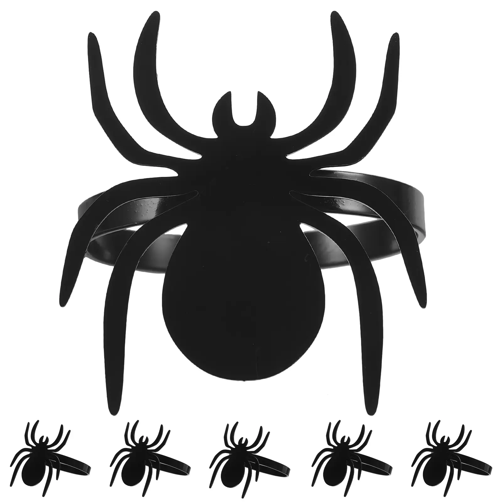 6 Pcs Ceramics Napkin Ring Banquet Holders Metal Halloween Spider Rings Buckle Adornment