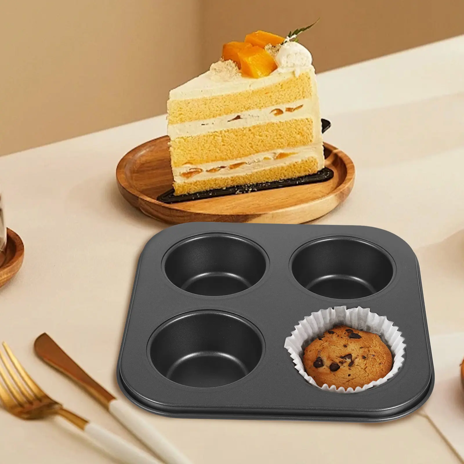 Muffin Cup Pan Aluminum Jumbo Deep Baking Tray Non-Stick for Cupcakes Air Fryer Home Professional Use High Temp Resistant