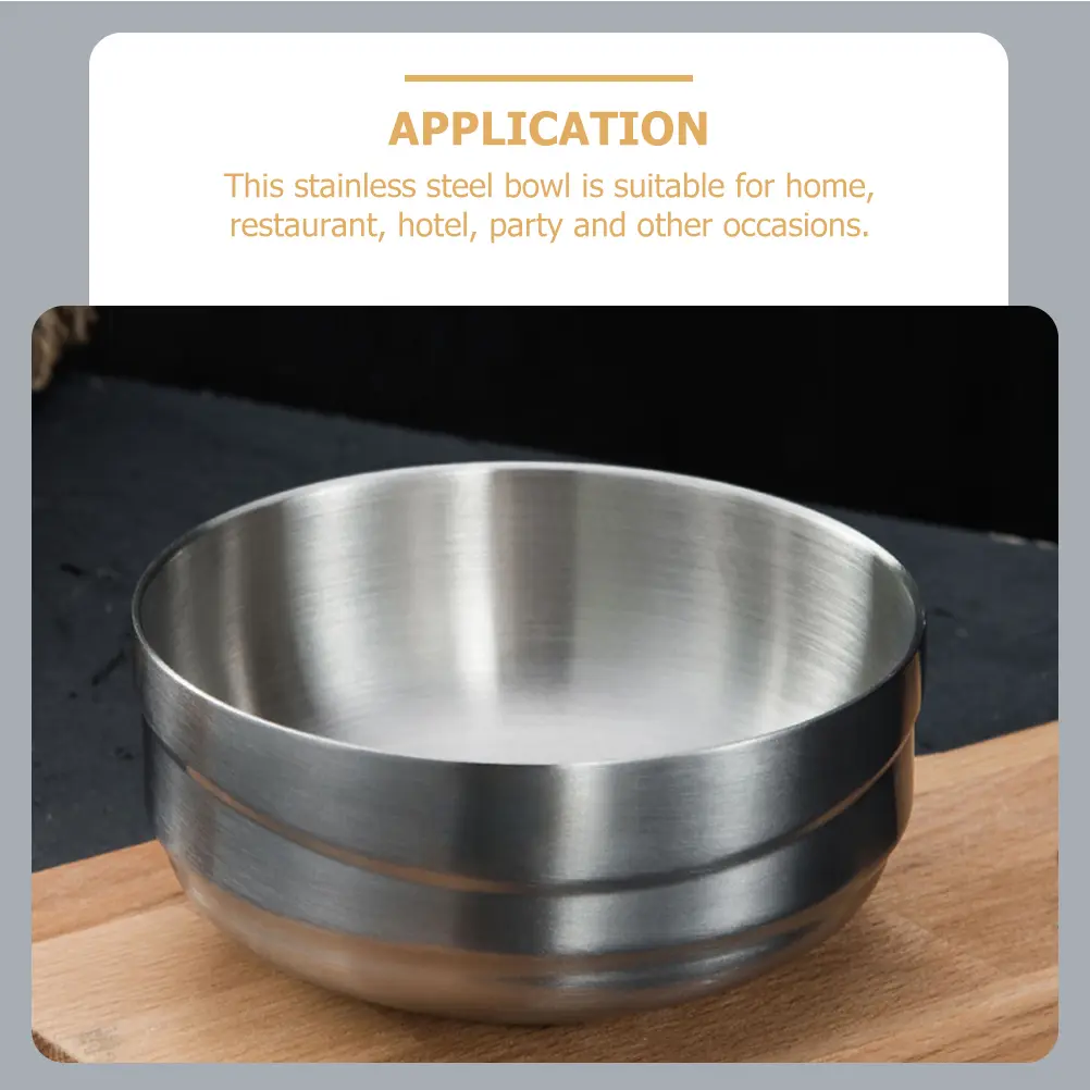 Double Cold Noodle Bowl Stainless Steel Soup Ramen Bowls Korean Rice Tableware Double Wall Insulated for Hot Cold Meals