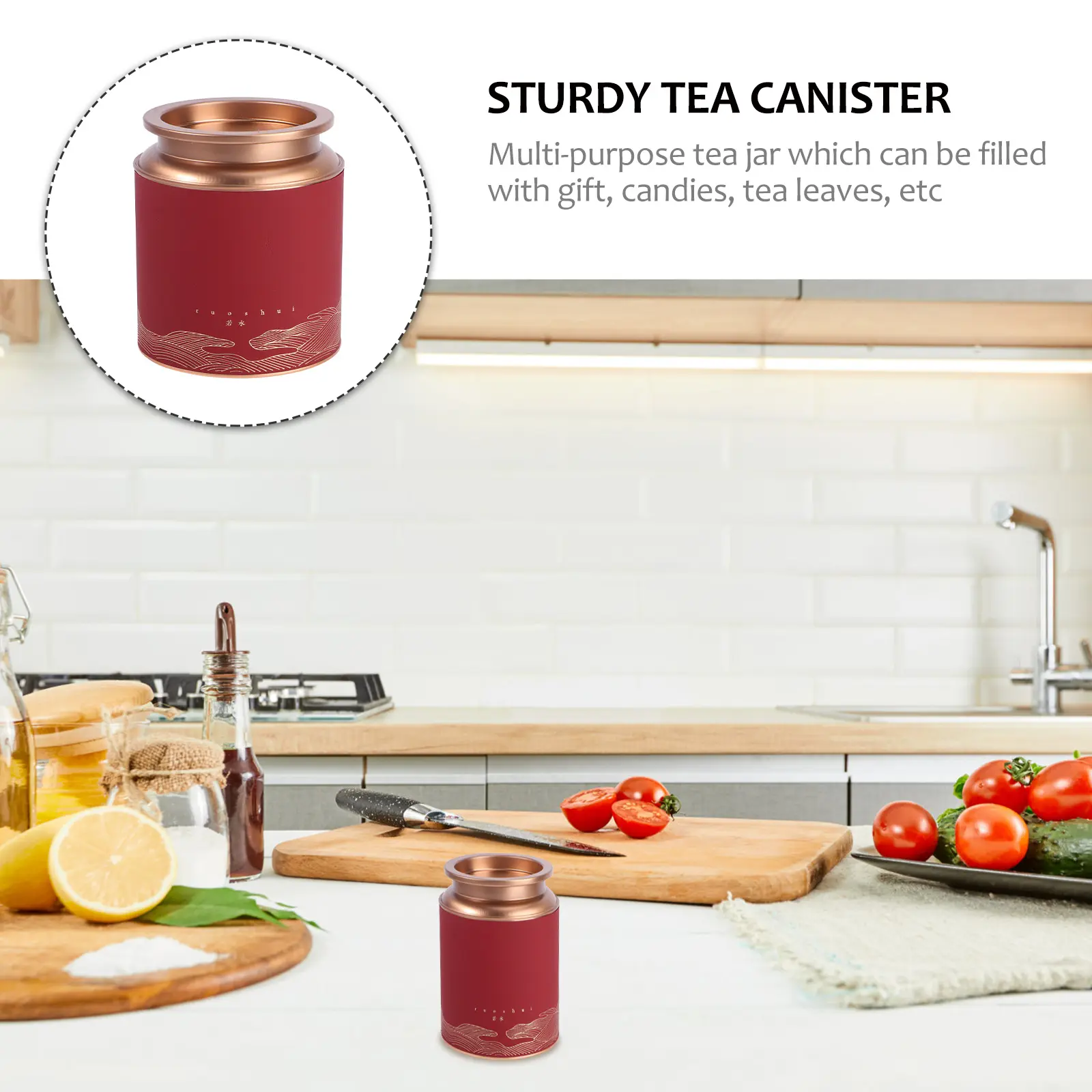 Round Tea Pot Container Sealing Canister Jar Storage Decorative Jars Coffee Cup Tin Sealed