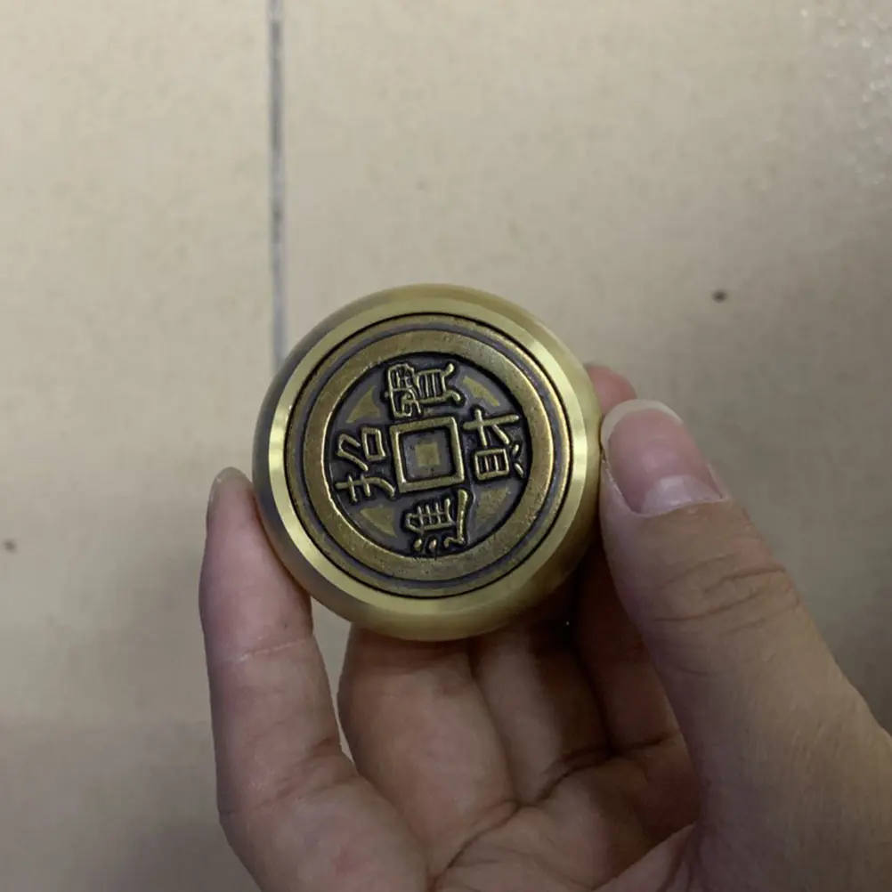1pc Lucky Fortune Ornament Premium Brass Decorative Retro Adornment Vintage Calligraphy Desktop Home Car Portable Gift