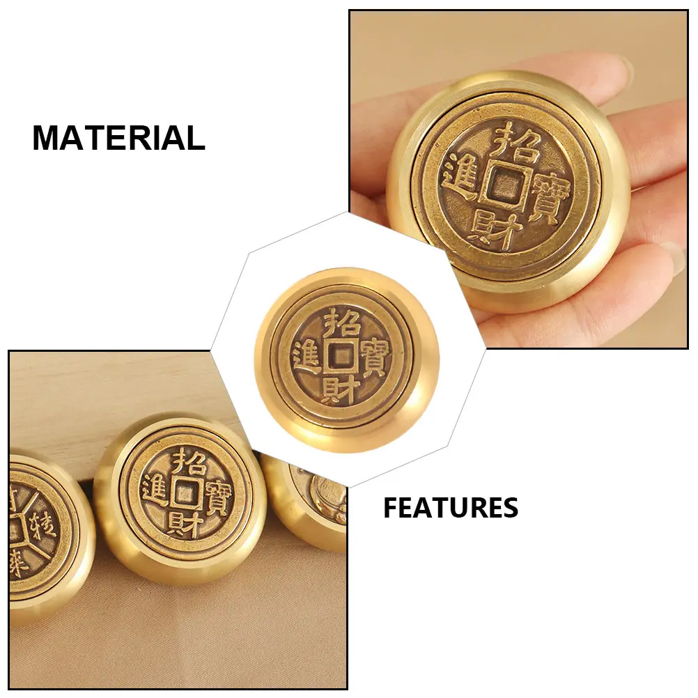 1pc Lucky Fortune Ornament Premium Brass Decorative Retro Adornment Vintage Calligraphy Desktop Home Car Portable Gift