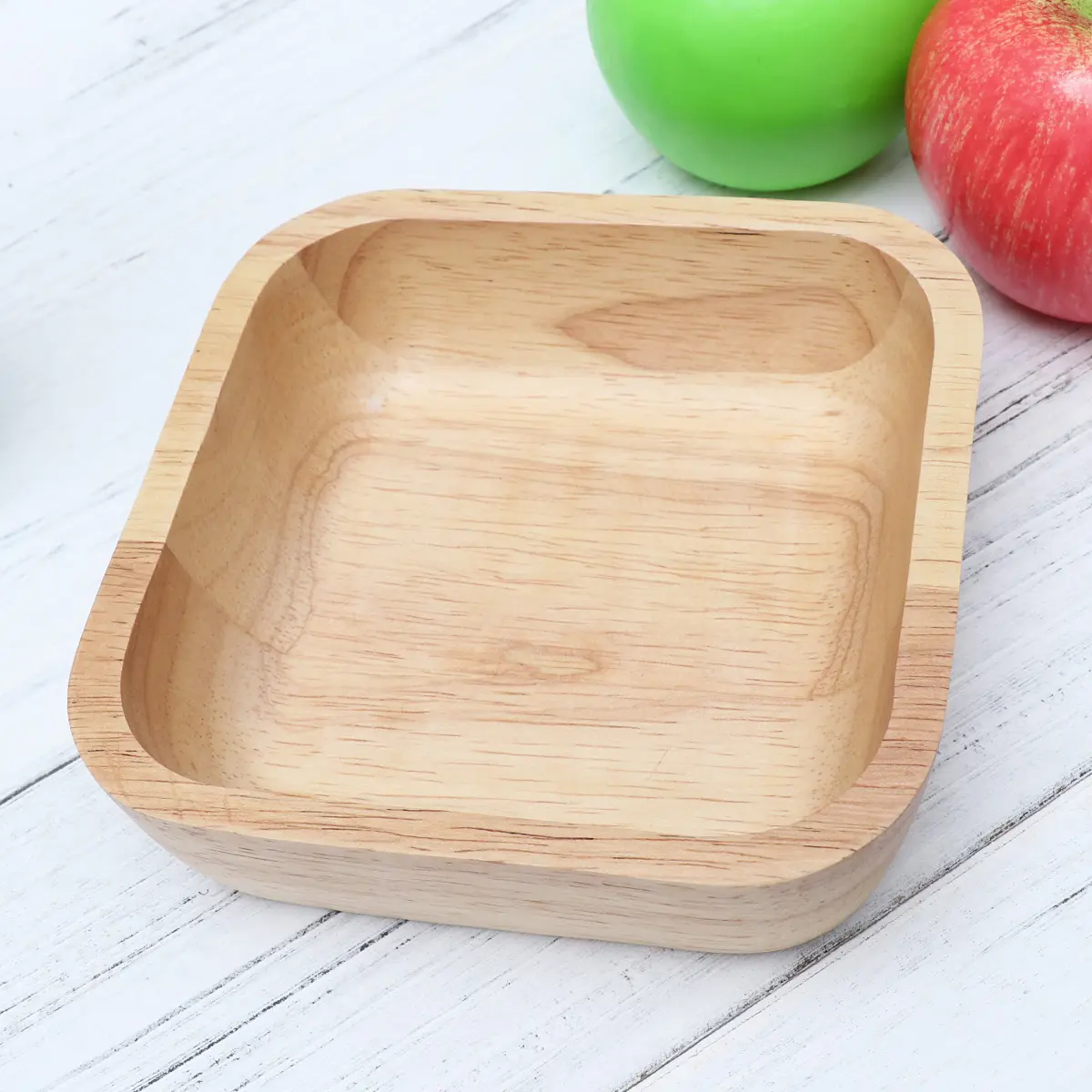 Wooden Salad Bowl Crack Resistant Lightweight Square Design Perfect Size Fruit Container Vegetable Serving Bowls Food