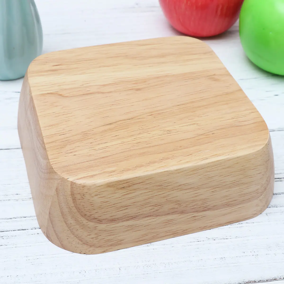 Wooden Salad Bowl Crack Resistant Lightweight Square Design Perfect Size Fruit Container Vegetable Serving Bowls Food