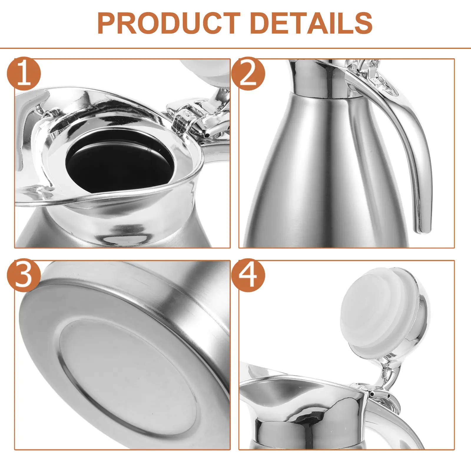 Pot Stainless Steel Cold Water Jug Insulated Coffee Tea Milk Modern Kettle Travel