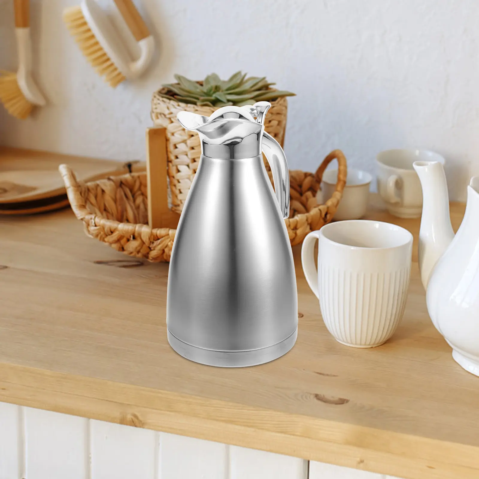 Pot Stainless Steel Cold Water Jug Insulated Coffee Tea Milk Modern Kettle Travel