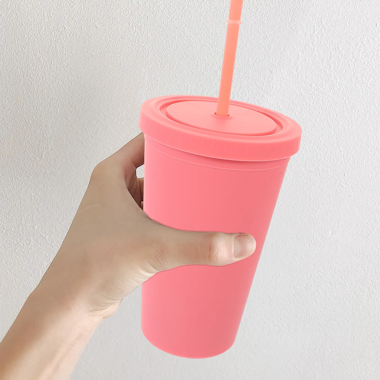 4pcs Coffee Cups Double Layer Sippy Straw Reusable Drinks Household Storage Portable Holder Travel Plastic Juice Kids Milk Tea